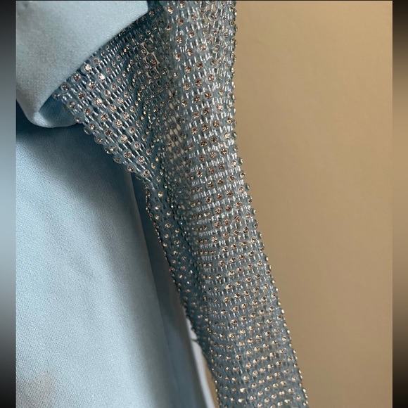 Light Blue Blazer with Rhinestone Sleeves - Picture 2 of 4